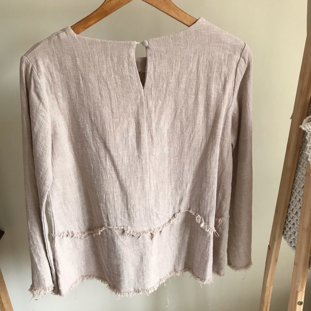 Runway Scout Jaggar Linen Fringe Top in Beige - 6 - Picture 3 of 4